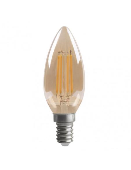 Bombilla Filamento Vela 10x3,5d 4w Regulable E14  330lm Ambar 2700k