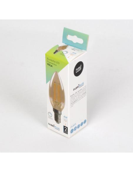Bombilla Filamento Vela 10x3,5d 4w Regulable E14  330lm Ambar 2700k