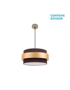 Colgante Bremen Cuero/marron-oro 3xe27 Regx40x40 Cm