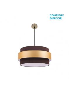 Colgante Bremen Cuero/marron-oro 3xe27 Regx50x50 Cm