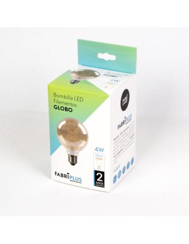 Bombilla Filamen.trenzado Globo 13x9,5d 4w 250lm  E27 Ambar 2200k