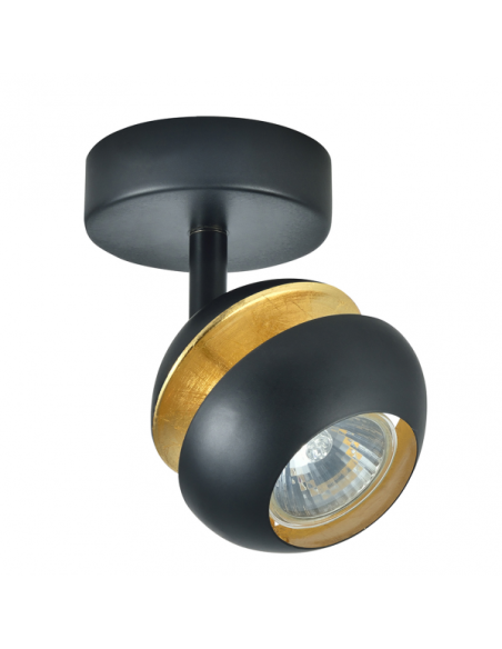 Foco Beethoven 1xgu10 Negro/oro  14x13x8,5 Cm