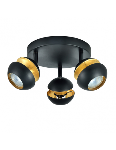 Plafon Beethoven 3xgu10 Negro/oro 14x22x22 Cm