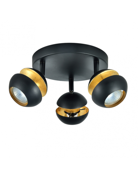 Plafon Beethoven 3xgu10 Negro/oro 14x22x22 Cm