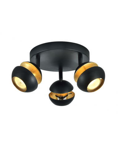 Plafon Beethoven 3xgu10 Negro/oro 14x22x22 Cm