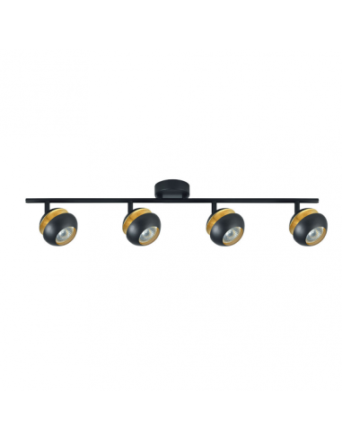 Regleta Beethoven 4xgu10 Negro/oro  14x69,5x8,5 Cm