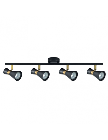 Regleta Maximo 4xgu10 Negro/cuero 15x69,5x8,5 Cm