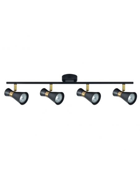 Regleta Maximo 4xgu10 Negro/cuero 15x69,5x8,5 Cm