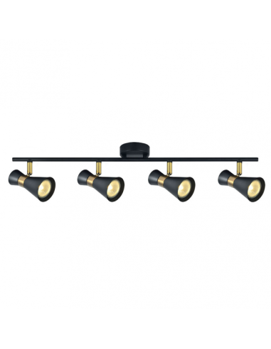 Regleta Maximo 4xgu10 Negro/cuero 15x69,5x8,5 Cm