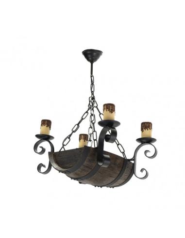 Lampara 4xe27 Barril Negro/marron Regx42x32 Cm