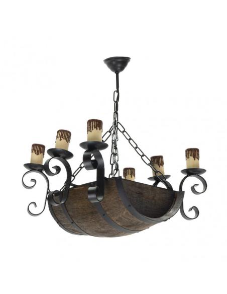 Lampara 6xe27 Barril Negro/marron Regx47x40 Cm