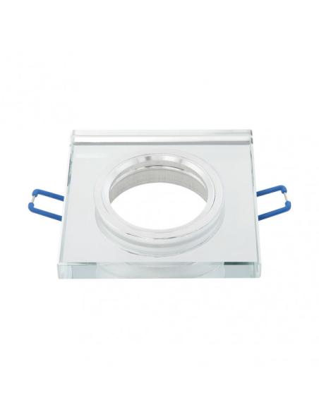 Empotrable Cristal Solna 1xgu10 Cuadrado Grosor 1cm  Transparente C/portalampara 1x9x9 Cm Corte 6 Cm