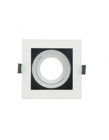 Empotrable Orient.batu 1xgu10 Cuadrado Blanco/negro 3,5x10x10 Cm Corte 9x9cm c/portalampara