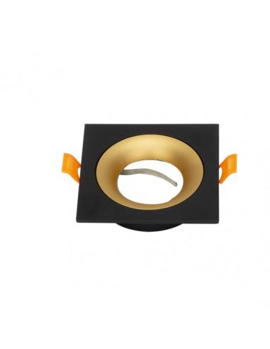 Empotrable Anou 1xgu10 Cuadrado Negro/oro  2x9,2x9,2 Cm 8 De Corte.c/portalampara
