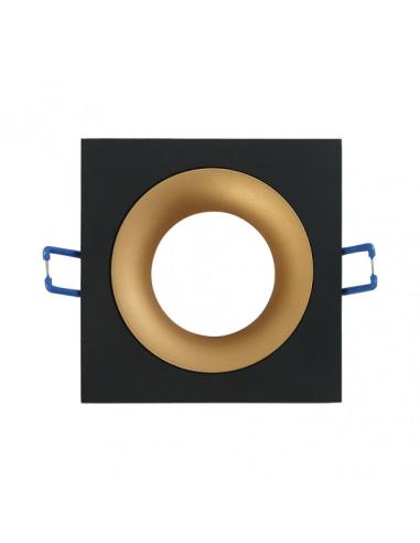 Empotrable Anou 1xgu10 Cuadrado Negro/oro  2x9,2x9,2 Cm 8 De Corte.c/portalampara