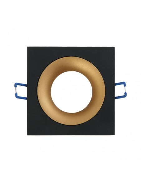 Empotrable Anou 1xgu10 Cuadrado Negro/oro  2x9,2x9,2 Cm 8 De Corte.c/portalampara