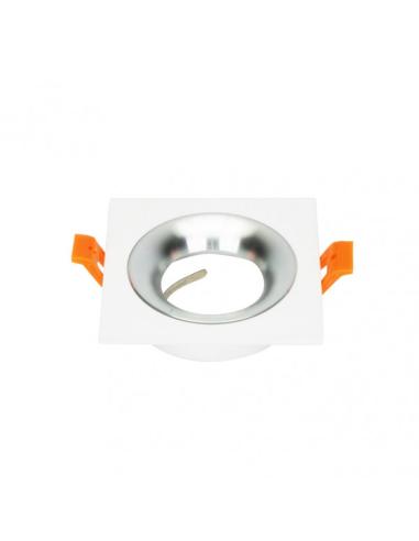 Empotrable Anou 1xgu10 Cuadrado Blanco/cromo  2x9,2x9,2 Cm 8 De Corte.c/portalampara