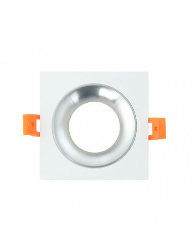 Empotrable Anou 1xgu10 Cuadrado Blanco/cromo  2x9,2x9,2 Cm 8 De Corte.c/portalampara