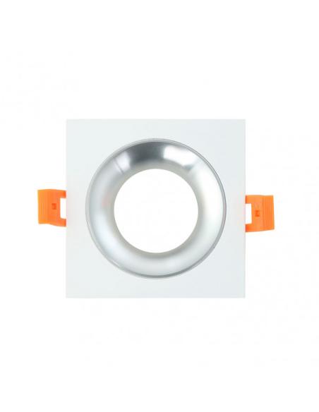 Empotrable Anou 1xgu10 Cuadrado Blanco/cromo  2x9,2x9,2 Cm 8 De Corte.c/portalampara
