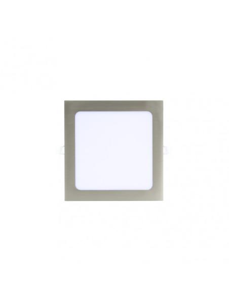 Downlight Basalto 12w 6500k Niquel Cuadrado 1080lm 2,5x17x17 Cm Corte 15,5x15,5 Cm