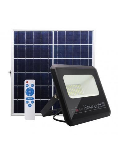 Proyector Solar Malaquita 40w 6500k Negro 3600lm (20,5x23x6)(35x23,5x2)cm mando y Cable 5m