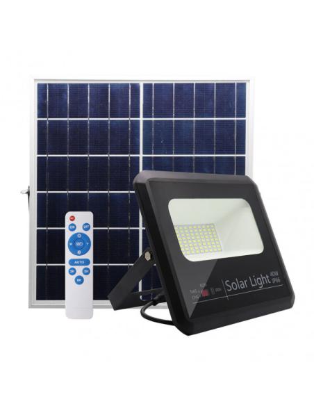 Proyector Solar Malaquita 40w 6500k Negro 3600lm (20,5x23x6)(35x23,5x2)cm mando y Cable 5m