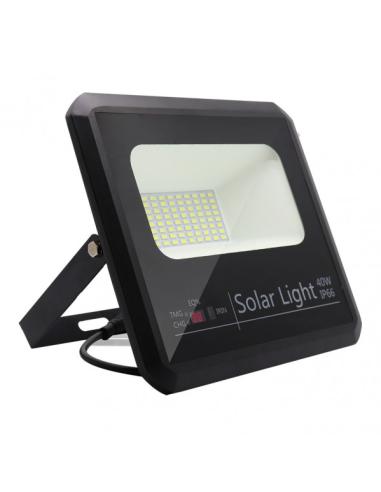 Proyector Solar Malaquita 40w 6500k Negro 3600lm (20,5x23x6)(35x23,5x2)cm mando y Cable 5m