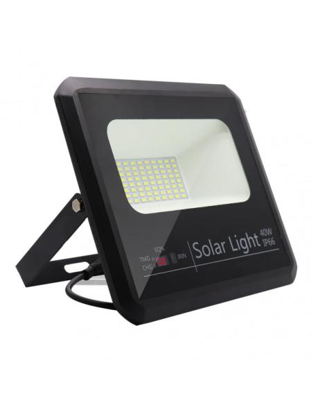 Proyector Solar Malaquita 40w 6500k Negro 3600lm (20,5x23x6)(35x23,5x2)cm mando y Cable 5m