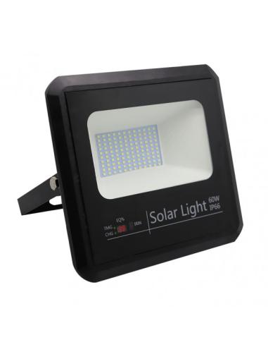 Proyector Solar Malaquita 60w 6500k Negro 5400lm (23x25,5x6,5)(35x35x2)cm Mando Y Cable 5m