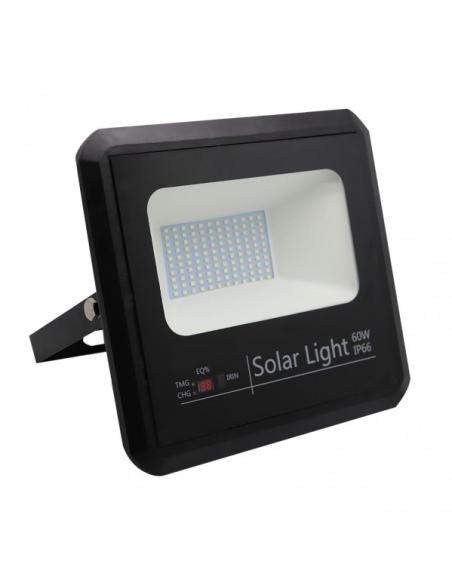 Proyector Solar Malaquita 60w 6500k Negro 5400lm (23x25,5x6,5)(35x35x2)cm Mando Y Cable 5m