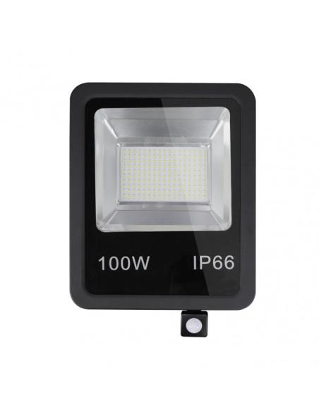 Proyector C/sensor  Olivino 100w 6500k Negro 9000lm  Led Sm Ip66 39,5x28,5x7 Cm
