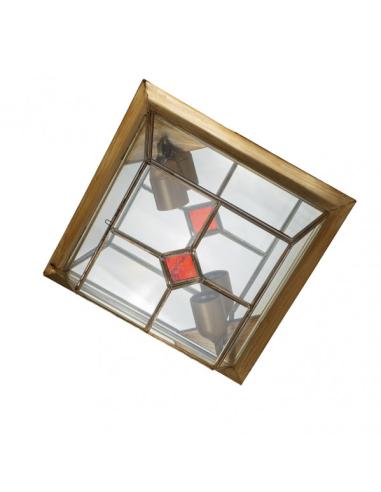 Plafon Grande Granadino 2xe27 Cuero/rojo 11x28,5x28,5 Cm