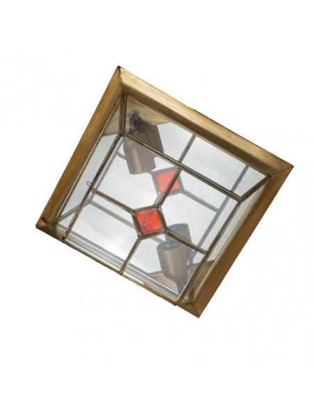 Plafon Grande Granadino 2xe27 Cuero/rojo 11x28,5x28,5 Cm