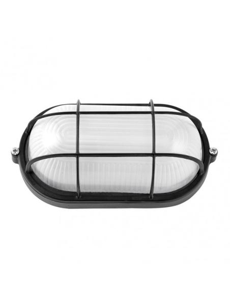 Aplique Ext.oval Aluminio Apus Grande 1xe27 Negro 11,5x27,5x15,5 Cm  Ip44