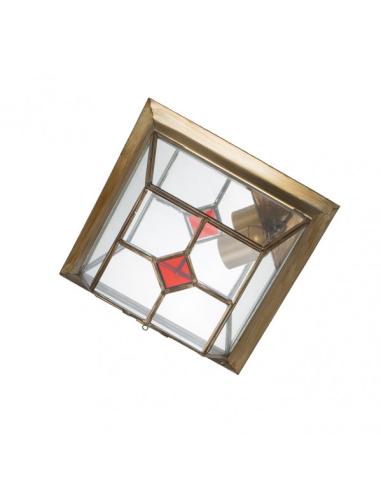 Plafon Pequeño Granadino Cuero/rojo 1xe27 10x26x26 Cm