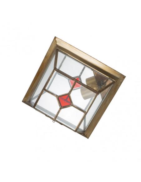 Plafon Pequeño Granadino Cuero/rojo 1xe27 10x26x26 Cm