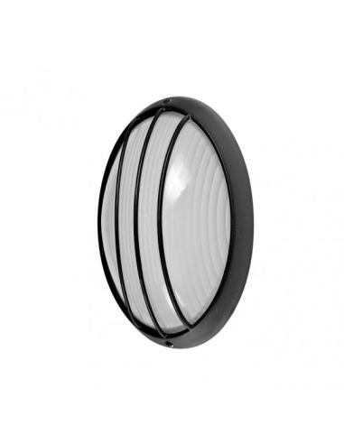 Aplique Ext.oval Aluminio Aquila Peq.1xe27 Negro  10,5x22x14 Cm Ip44
