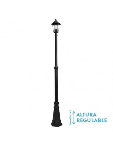Farola Exterior Aluminio Auriga 1xe27 Negro Ip44 220x20x20 Cm  Regulable En Altura