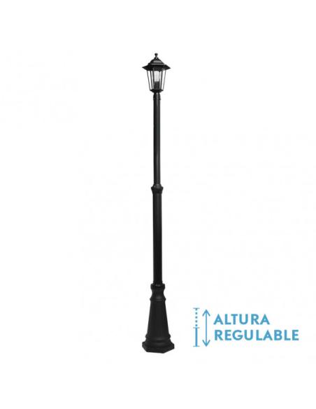 Farola Exterior Aluminio Auriga 1xe27 Negro Ip44 220x20x20 Cm  Regulable En Altura