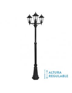 Farola Exterior Aluminio Auriga 3xe27 Negro Ip44 220x62x62 Cm  Regulable En Altura