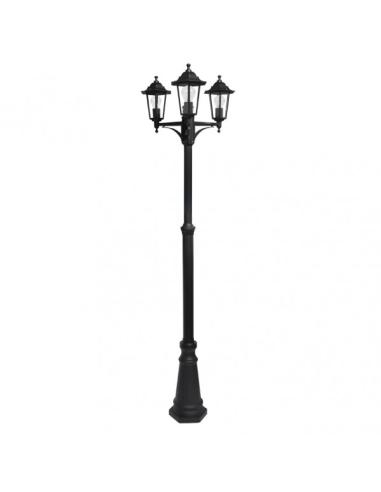 Farola Exterior Aluminio Auriga 3xe27 Negro Ip44 220x62x62 Cm  Regulable En Altura