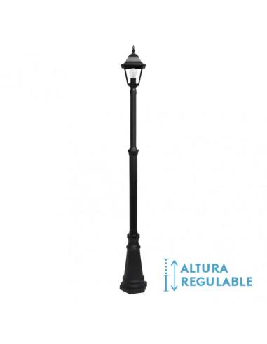 Farola Exterior Aluminio Spica 1xe27 Negro Ip44 220x20x20 Cm  Regulable En Altura