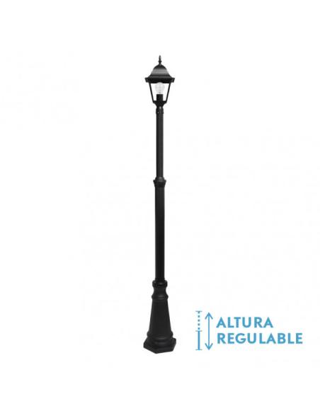 Farola Exterior Aluminio Spica 1xe27 Negro Ip44 220x20x20 Cm  Regulable En Altura