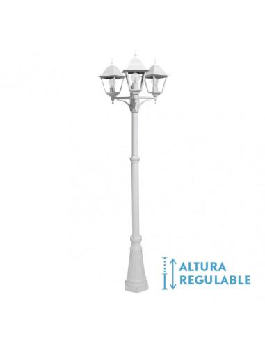 Farola Exterior Aluminio Spica 3xe27 Blanco Ip44 220x62x62 Cm  Regulable En Altura