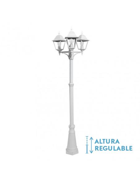 Farola Exterior Aluminio Spica 3xe27 Blanco Ip44 220x62x62 Cm  Regulable En Altura