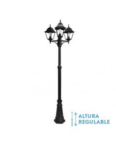 Farola Exterior Aluminio Spica 3xe27 Negro Ip44 220x62x62 Cm  Regulable En Altura