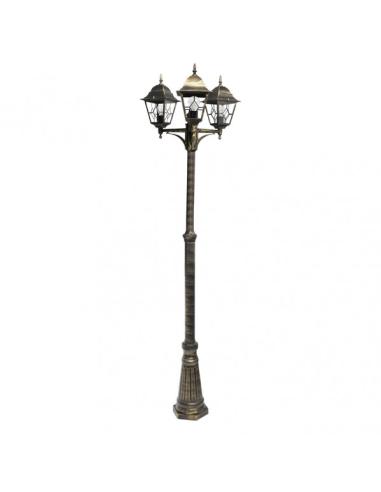 Farola Exterior Aluminio Bootes 3xe27 Neg/oro Ip44 228x62x62 Cm