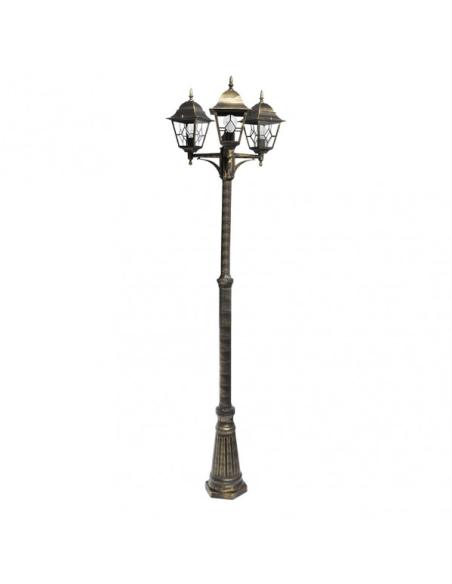 Farola Exterior Aluminio Bootes 3xe27 Neg/oro Ip44 228x62x62 Cm