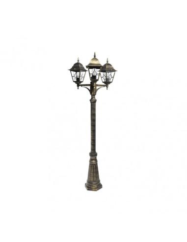 Farola Exterior Aluminio Bootes 3xe27 Neg/oro Ip44 228x62x62 Cm
