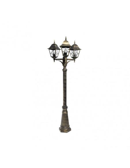Farola Exterior Aluminio Bootes 3xe27 Neg/oro Ip44 228x62x62 Cm